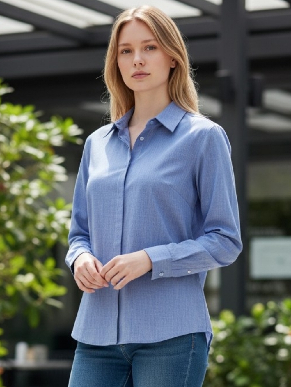 Kasper Purple Fitted Button Down Shirt with Notched Collar